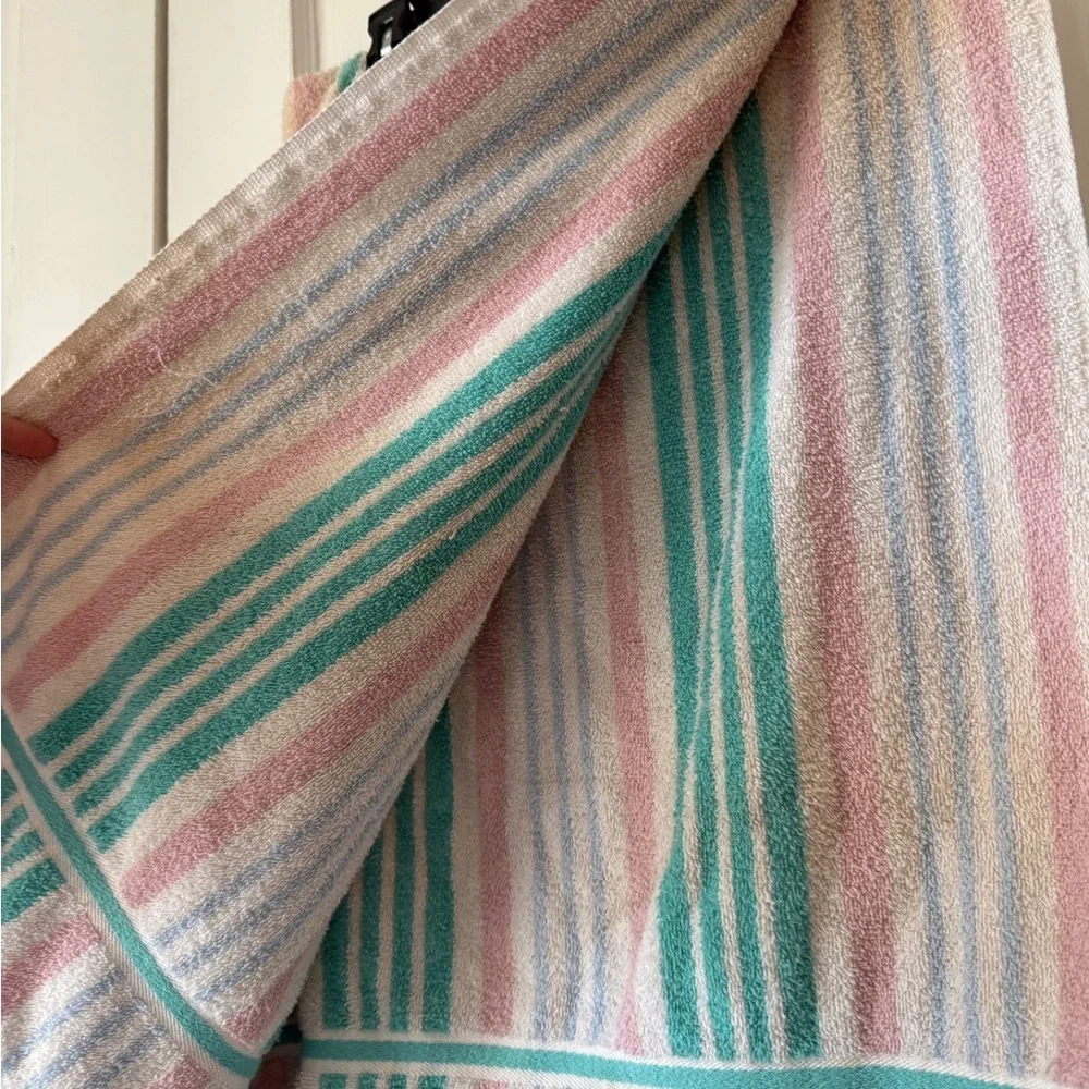 Vintage pink and green towel